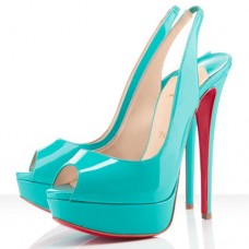 Escarpins Christian Louboutin Lady Peep 140 mm Turquoise Escarpins Christian Louboutin Lady Peep 140 mm Turquoise