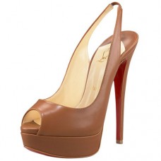 Escarpins Christian Louboutin Lady Peep 140 mm marron