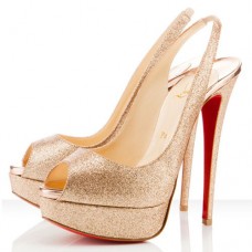 Escarpins Christian Louboutin Lady Peep 140 mm, couleur or Escarpins Christian Louboutin Lady Peep 140 mm, couleur or