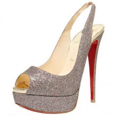Escarpins Christian Louboutin Lady Peep 140 mm argentés