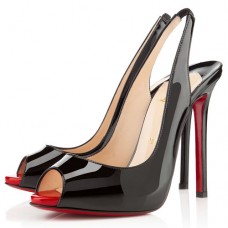 Escarpins Christian Louboutin Flo 100 mm à bride arrière, noir/rouge à lèvres