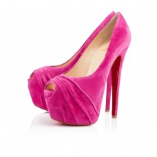 Escarpins Christian Louboutin Drapesse 160 mm à bout ouvert, couleur grenadine