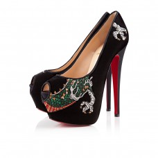 Escarpins Christian Louboutin Highness 160 mm à bout ouvert noirs