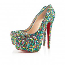 Escarpins Christian Louboutin Highness Strass 160 mm à bout ouvert multicolores