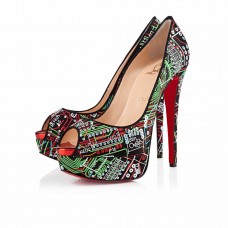Escarpins Christian Louboutin Lady Peep 140 mm à bout ouvert multicolores