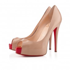 Christian Louboutin Vendome 120mm Peep Toe Pompes Nude/Rouge