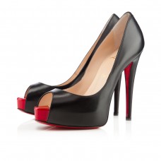 Escarpins Christian Louboutin Vendôme 120 mm à bout ouvert, noir et rouge