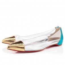 Christian Louboutin Corbeau Sandales Plates Or/Caraibes