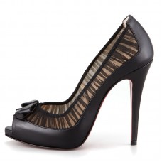 Escarpins Christian Louboutin Angelique 120 mm à bout ouvert noirs Escarpins Christian Louboutin Angelique 120 mm à bout ouvert noirs