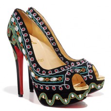 Escarpins Christian Louboutin Bollywoody 140 mm à bout ouvert noirs Escarpins Christian Louboutin Bollywoody 140 mm à bout ouvert noirs