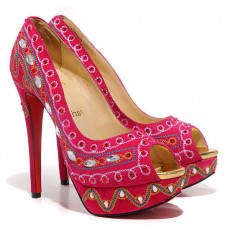Escarpins Christian Louboutin Bollywoody 140 mm à bout ouvert rose fuchsia Escarpins Christian Louboutin Bollywoody 140 mm à bout ouvert rose fuchsia