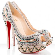 Escarpins Christian Louboutin Bollywoody 140 mm à bout ouvert blancs Escarpins Christian Louboutin Bollywoody 140 mm à bout ouvert blancs