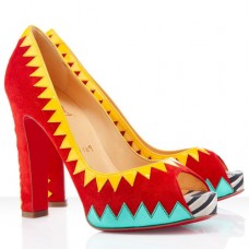 Escarpins Christian Louboutin Tibu 120 mm à bout ouvert rouges Escarpins Christian Louboutin Tibu 120 mm à bout ouvert rouges