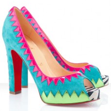 Escarpins Christian Louboutin Tibu 120 mm à bout ouvert bleus
