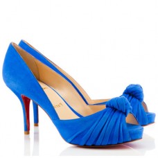 Christian Louboutin Greissimo 80mm Peep Toe Pompes Bleu