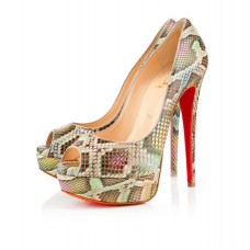 Escarpins Christian Louboutin Lady 140 mm à bout ouvert multicolores Escarpins Christian Louboutin Lady 140 mm à bout ouvert multicolores