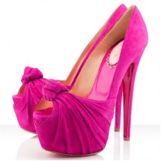 Christian Louboutin Lady Gres 160mm Peep Toe Pompes Framboise