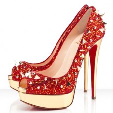 Escarpins Christian Louboutin Very Mix 140 mm à bout ouvert rouges Escarpins Christian Louboutin Very Mix 140 mm à bout ouvert rouges