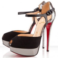 Sandales Christian Louboutin n° 299 140 mm Noir/Argent