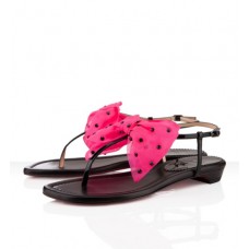 Sandales plates Christian Louboutin Vaudou noires et roses