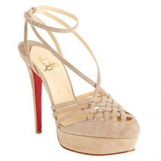 Sandales Christian Louboutin Tres Française 140 mm beiges